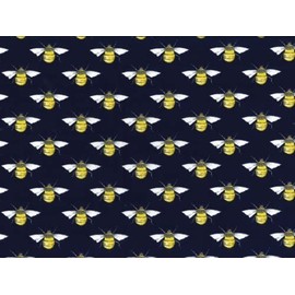 Minerva Crafts Repeat Bees Print Cotton Poplin Fabric Navy Blue - per metre