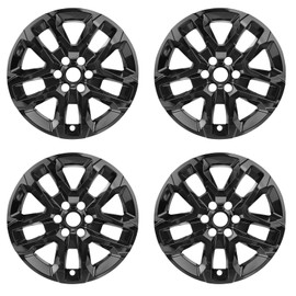 TULALUX Wheel Skins Compatible with Chevy Traverse 2018 2019 2020 2021 2022 2023 18-inch Wheel Covers Glossy Black Set of 4 Pcs