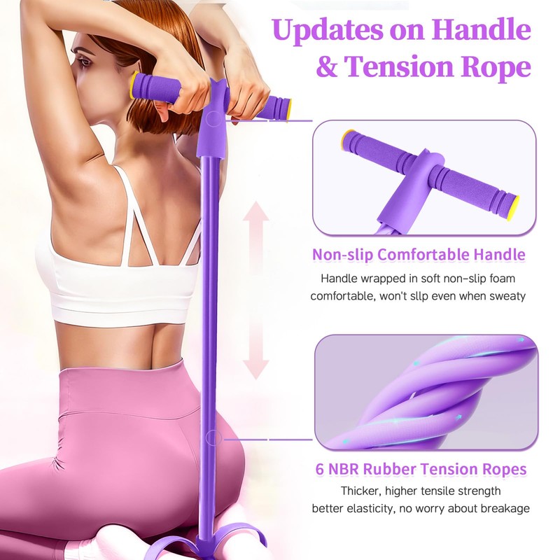 Multifunction Pedal Resistance Band with Handle, 6-Tube Exercise Bands