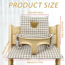 LEKEFETO Seat Cushion for Stokke Tripp Trapp High Chair: Non-Slip High Chair Seat Cushion Set, Laminated Coating, Organic Cotton Baby Seat Cushion, Machine Washable, Easy Attachment, Bear Pattern