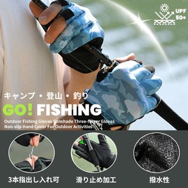 MORGEN SKY Fishing Gloves, Fishing Gloves, Paddle Gloves, Unisex, For Outdoors, Three Fingers, Cut, Anti-Slip, Cool, Breathable, Quick Drying, Summer, Mountain Climbing, Trekking, Camping, DB73 (Thin)