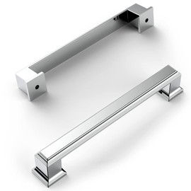 Amerdeco 10 Pack Polished Chrome Cabinet Pulls 5 Inch(128mm) Hole Center Cabinet Hardware Kitchen Cabinet Handles for Bathroom Drawer Pulls Dresser Pulls ZH0001