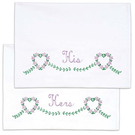 Jack Dempsey Needle Art His & Hers Pillowcases