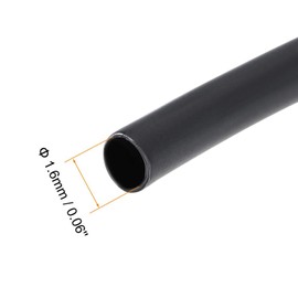 TOP-VIGOR 1,6 mm Schrumpfschlauch, 3 m Länge, Schrumpfschlauch, 3:1 Verhältnis Schrumpfschlauch für elektrische Isolierung, Reparaturen, Wickelkabel, Drahtverbinder, Schwarz