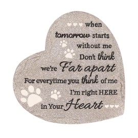 Pet Memorial Stone for Dogs Cats, 10 Inch Dog Memorial Gifts for Loss of Dog, Heart Shaped Cat Memorial Stones, Pet Memorial Gifts for Dogs Cats, Pet Loss Sympathy Gift (Heart-Shaped Paw)