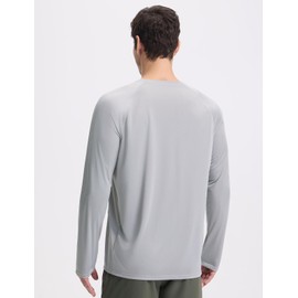 BALEAF Rash Vest Mens with Zip Pockets Long Sleeve Rash Guard BJJ Swimming Shirts Quick Dry UPF 50+ UV Protection Grey XL