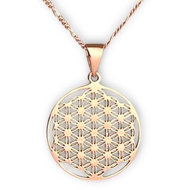 MadamLili - Blume des Lebens Halskette - 925 Sterling - Lebensblume Anhänger Heilige Geometrie Schmuck - Exklusive Schmuckbox (Rosegold)
