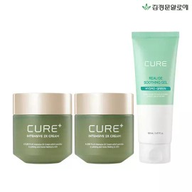 Kim Jung Moon Aloe [김정문알로에][김정문알로에] 큐어 2X크림 2개+리알로에 수딩젤 150ml 1개 Kshop KJM Aloe Cure 2X Cream 2pcs + Real Aloe Soothing Gel 150ml 1pc [Single item]