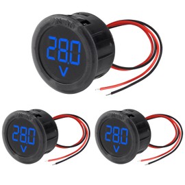 XIITIA 3pcs DC 4-100V LED Digital Display Circular Two-Wire Voltmeter DC Digital Voltmeter Head Display Reverse Connection Protection(Blue)