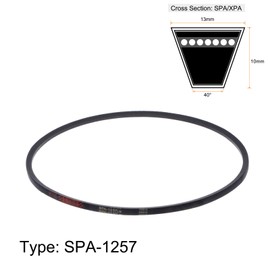 sourcing map SPA-1257 V-Belts Drive Belt 1257mm Pitch Girth 13mm Width 10mm Height Rubber for Power Transmission