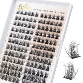 BEFER Lash Clusters, 144 Pcs 3D Curl Eyelash Clusters Volume Individual Lashes Extensions 10-16MM Wispy Eyelash DIY At Home(kind, ZE01)