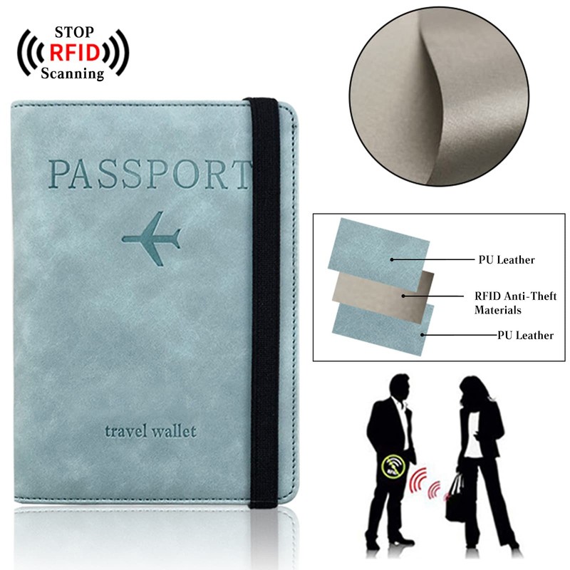 PORRASSO Passport Holder Travel Wallet RFID Blocking Card Case PU