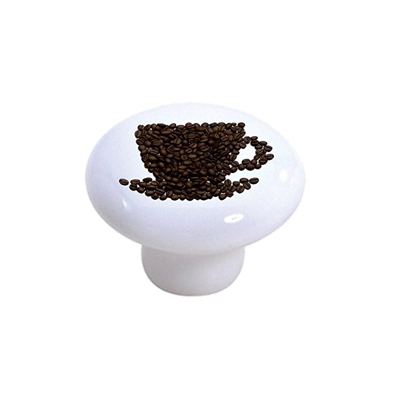 Set of 2 Beans Coffee Cup Ceramic Cabinet Drawer Knobs