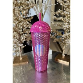 Starbucks NWT Starbucks Iridescent Vibrant Pink Bling Studded Frappuccino Dome Tumbler