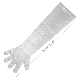SEMINISMAR Long Sleeve Veterinary Gloves, Veterinary Gloves, Gloves for Livestock Insemination, Disposable Soft Plastic Film Gloves, Transparent Gloves, for Vets, Transparent, Pack of 8