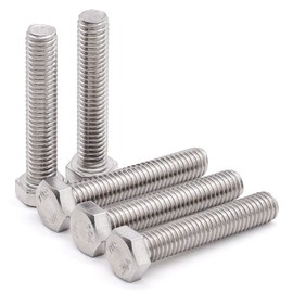 3/8-16 x 3 (6 pcs) Stainless Steel Hex Head Screws Bolts (3/8" to 6" Available), 18/8 Stainless Steel 304, Fully Threaded, Machine Coarse Thread, No Coating, Plain Finish