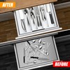 Bellsal White Silverware Organizer Kitchen Drawer Organizer Expandable Bamboo Utensil