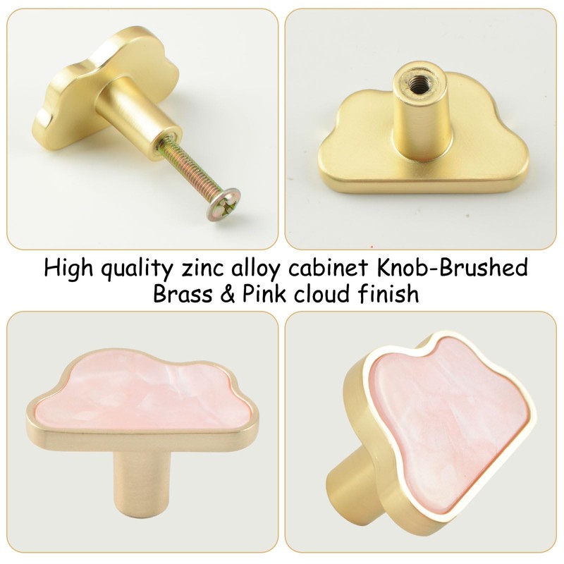 MOROBOR Decorative Pink Cloud Kitchen Cabinet Knobs, 6 Pack Creative
