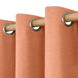 LAMIT Linen Curtains for Bedroom, 95 Inch Grommet Thermal Insulated Thick Curtains Privacy Fall Decor Panels for Living Room/Outdoor/French Door, Set of 2 Panels, W52 x L95, Terracotta