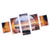 5PCS Frameless Canvas Painting Seaport Pattern Wall Art Picture for