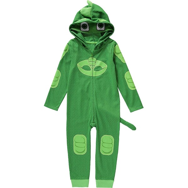 PJ Masks Toddler Boys Gekko Costume Costume - Glow-in-the-Dark Gekko Costume with Attached Tail (Green, 4T)