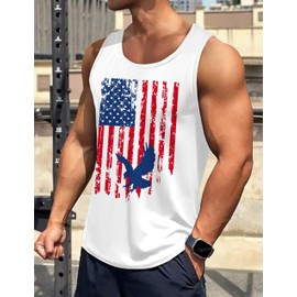 Tank Tops Men 4th of July Tank Top Men USA Flag Eagle Print Summer Beach Muscle White Mens 4th of July Shirt Graphic Patriotic Workout Gym Fourth of July Tank Top Men