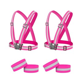 2 Pack Upgraded Safety Vest, 360° High Visibility Vest, Reflective Vest Running Gear, Adjustable Straps, Hi Vis Vest for Night Cycling, Jogging, Dog Walking, Reflective Bands & Storage Bag Included…