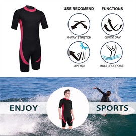 DEHAI Wetsuit Men Women 3mm Neoprene and 2mm Full Body Long Shorty Sleeve Wet Suit Suitable Teen Adult Youth Ladies Male Diving Swimming Scuba Surfing Keep Warm Back Zip Water Sports Swimsuit