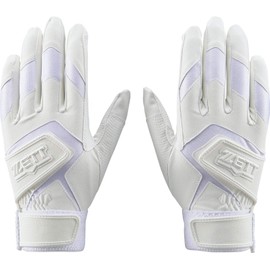 ZETT BG579HS Batting Gloves, Ambidextrous, High School Rules, White (1100), M Size (9.4 - 9.8 inches (24 - 25 cm)