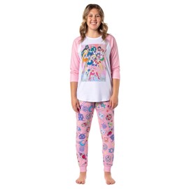Bioworld Sailor Moon Pajamas Women's Character Poster Raglan Shirt And Jogger Pants Pajama Set, Pink, XL