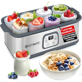 Ultimate Probiotic Yogurt Maker with Adjustable Temperature & Time Control - Make Trillions of Live Probiotics & Get Better Gut Health - ULTIMATE LIFETIME WARRANTY - Wellness Gifts for Men & Women