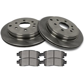BRAKEUS 6 Lugs Rear Brake Rotors and Pads Kits Vented Replacement For Buick Enclave 08-17,For Chevy Traverse 09-17,For GMC Acadia 2007-2016,For GMC Acadia Limited 2017,For Saturn Outlook 2007-2010