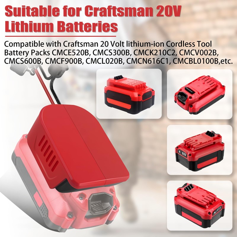 1Pack Power Wheel Adapter for Craftsman 20V Lithium Battery Adapter