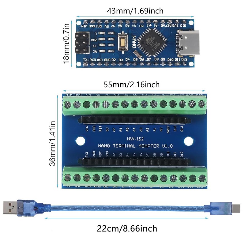 ALMOCN 3 Set Nano V3.0 ATmega328P Module Microcontroller Board with