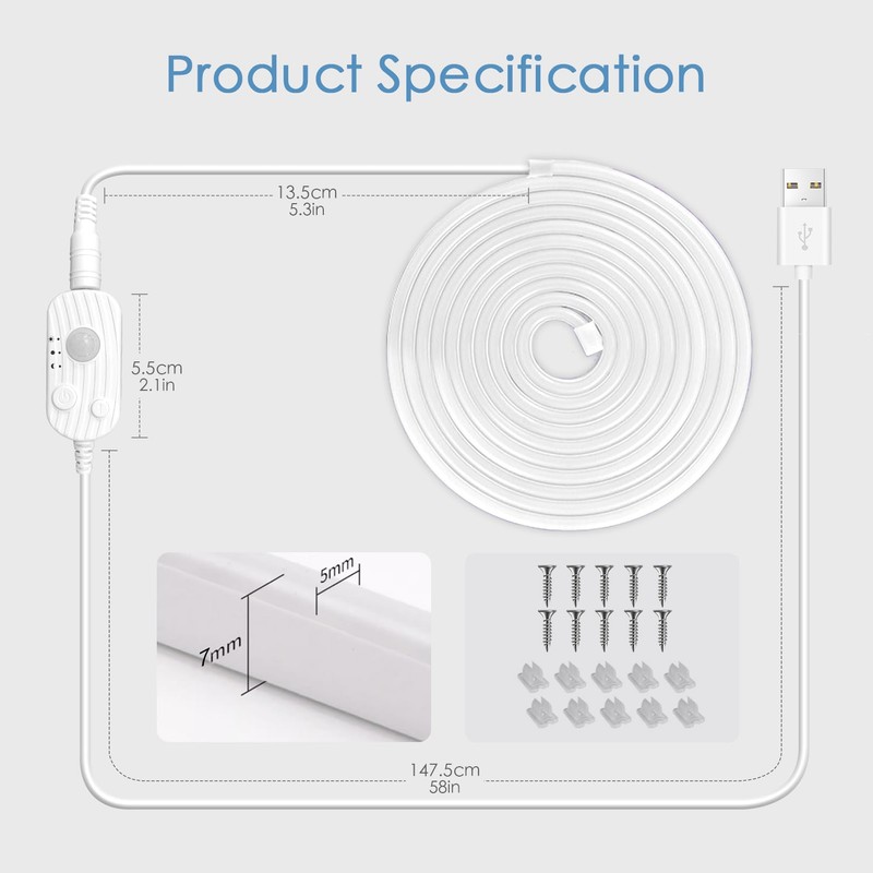 YOODI LED Strip with Motion Sensor, 2 m Cool White