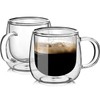 BNUNWISH Large Double Walled Glass Coffee Mugs Beer Cups 24oz