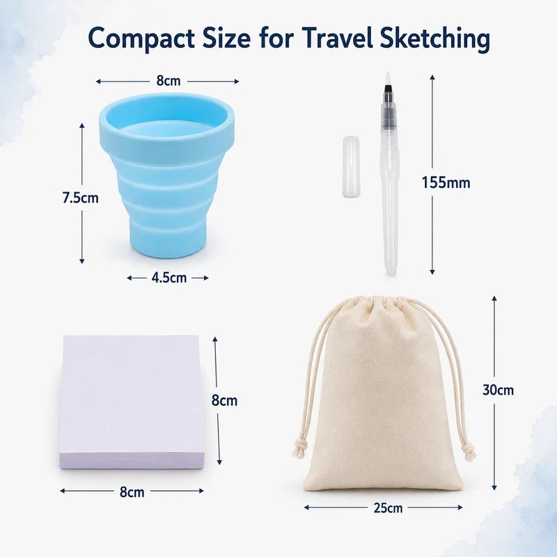 9PCS Travel Watercolour Set,Mini Watercolour Paint Set Travel WoodenPalette