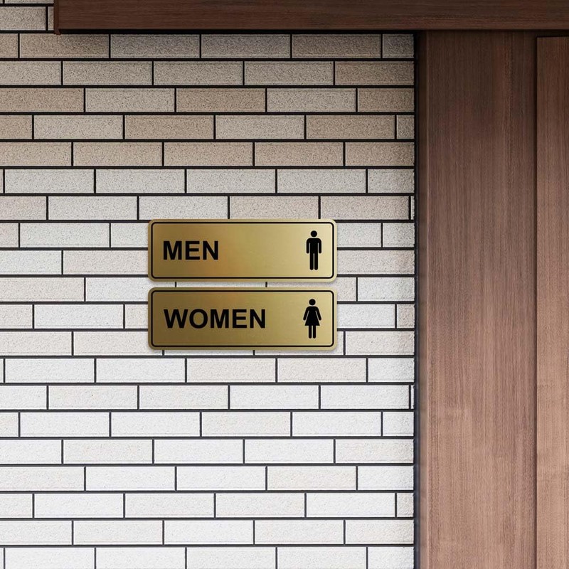 Letrero de baño estándar para hombres y mujeres, azul, pequeño,