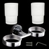 Toothbrush Glass Tumbler with Stainless Steel Holder Wall Mount Chromed