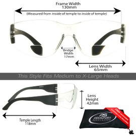 proSPORT Safety Rated Bifocal Reading Glasses Reader +1.50 ANSI Z87 Lightweigh Rimless Sporty Frame Smoke & Clear