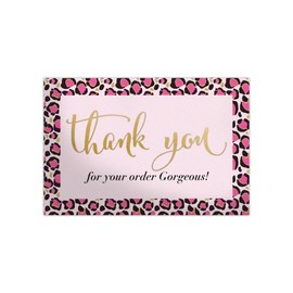Pro Supply Global (50 Count of Large 4x6 Pink Leopard Thank You Insert Cards Without Envelopes For Your Small Online Business - Displays Customer Appreciation