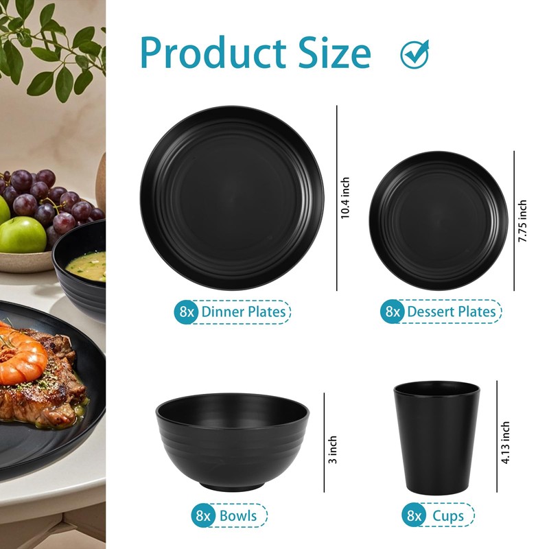 Supernal Wheat Straw Dinnerware Sets,Plates and Bowls Set, Dish Sets
