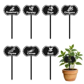 CUTHOLLOW 8PCS Metal Plant Markers Stakes Food Spices with Pattern for Outdoor Indoor, 3.5"x7" Waterproof Cute Garden Plant Labels Signs Tags for Farmhouse Greenhouse Decor - Funny Gardening Gifts