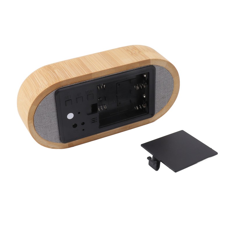 Wooden Alarm Clock Digital Voice Control LED Glowing USB Plug