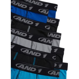 AND1 Boys Boxer Briefs - 10 Pack Performance Boys Underwear - Compression Boxers with Functional Fly (Sizes: 6-18), Size 6-7, Surf the Web/Stone Grey/Atomic Blue/Black