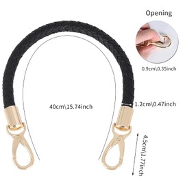 AIYONG Pack of 2 Bag Handle Replacement Strap, Shoulder Strap Accessories, Short Bag Strap with Lobster Clasp for Underarm Bag, Shoulder Bag, Handbag, black