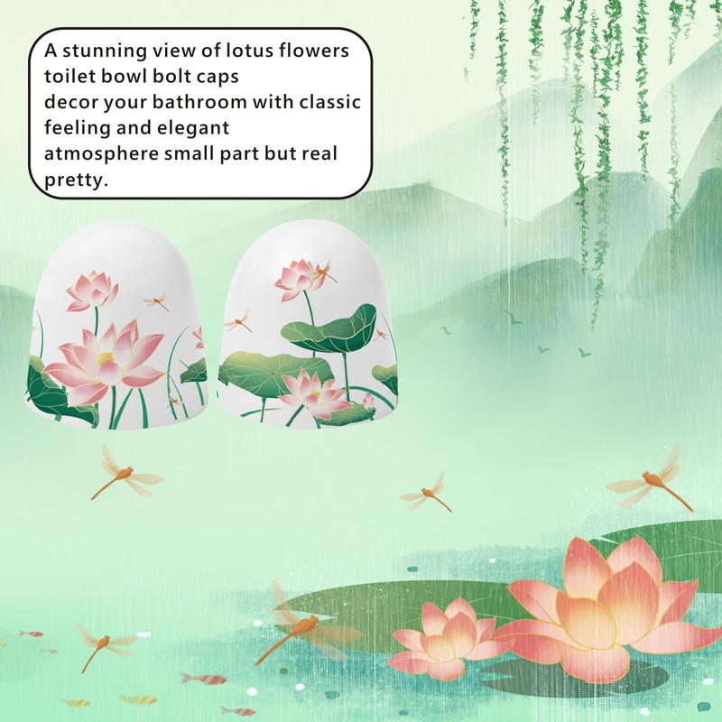 Beaspecal 2Pcs Toilet Bolt Caps with Elegant Pattern,Lotus Flower Pattern