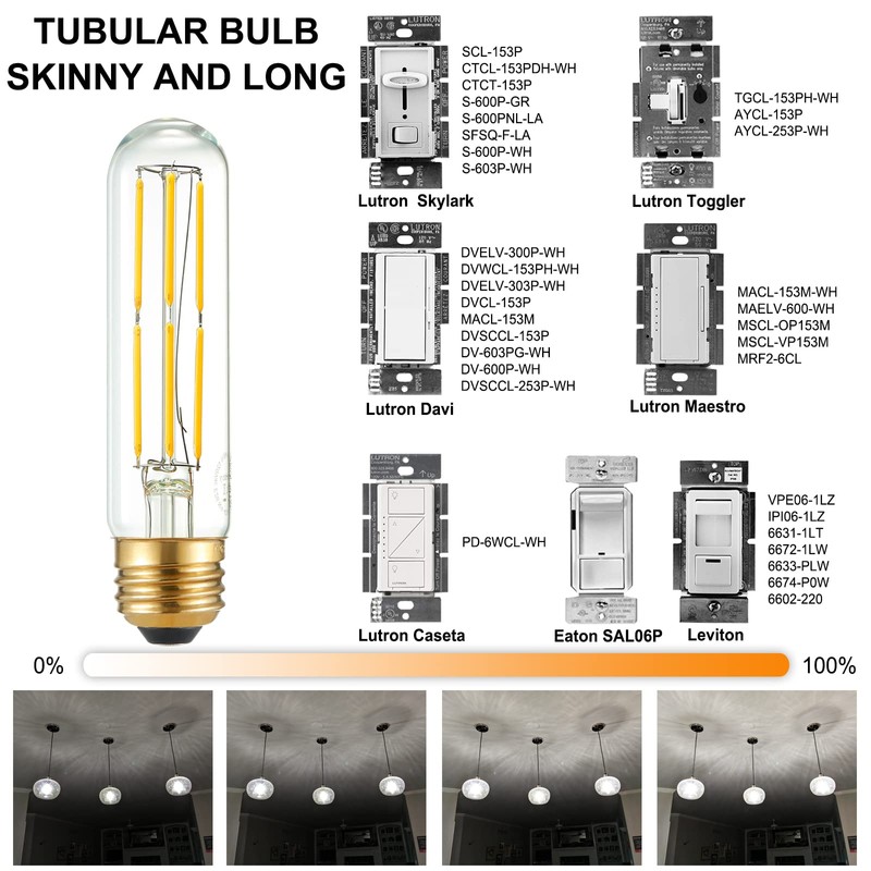 Arberlic 5 Inch Tubular Light Bulb,6W T10 LED Bulb Equivalent