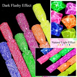 MEET ACROSS Neon Reflektierender Glitzer-Gel-Nagellack, schimmerndes Glitzer-Gel-Nagellack-Set, funkelndes, glänzendes Gel-Nagellack-Maniküre-Set, Soak-Off-LED-Lampe