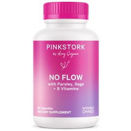 Pink Stork No Flow: Dry Up Breast Milk Supply with Sage, Parsley, and B Vitamins, Postpartum Essentials for Women to Stop Breastfeeding and Decrease Milk Production, 60 Capsules